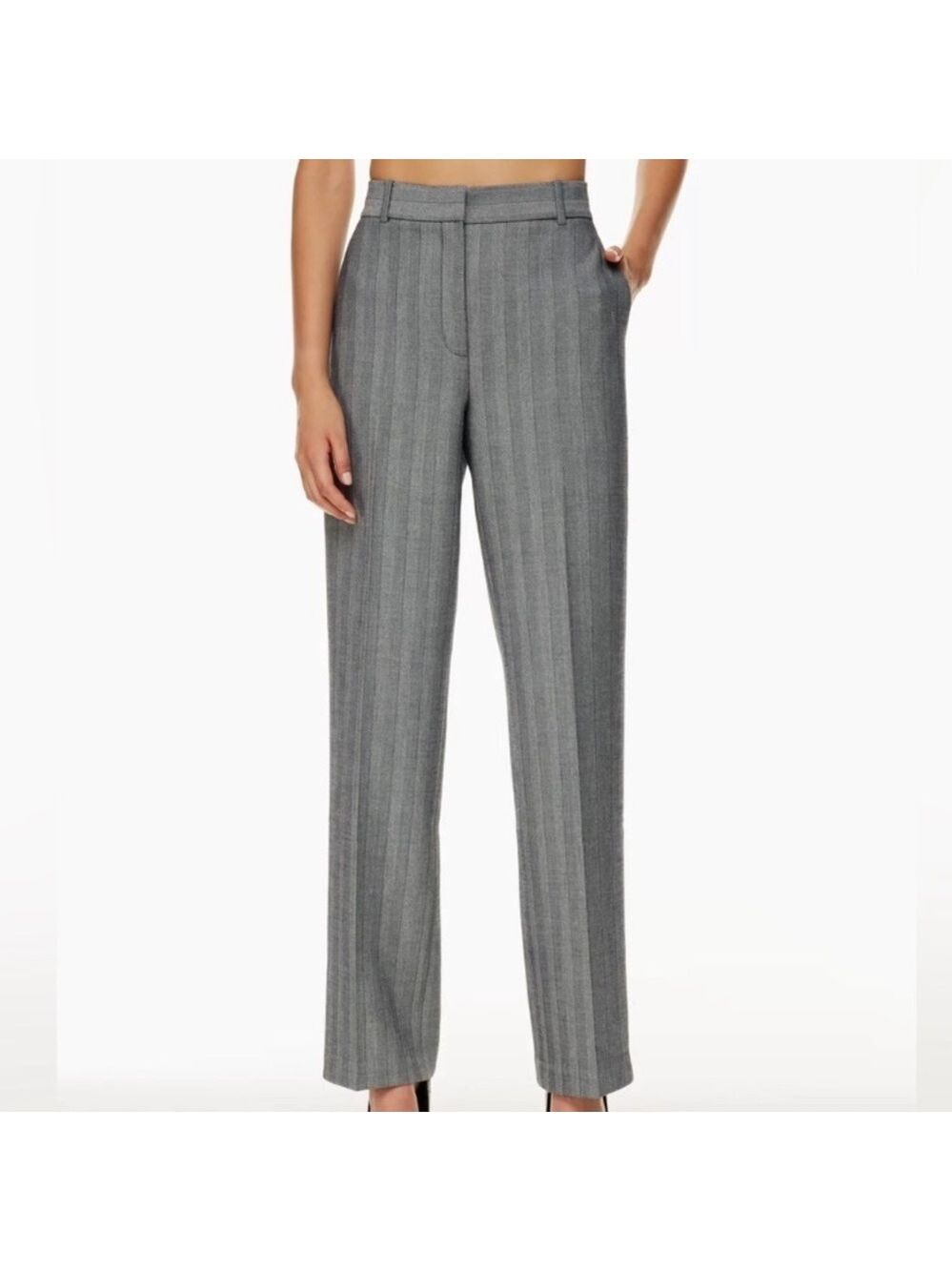 Aritzia| Babaton Agency Trousers. Grey pin striped. 6